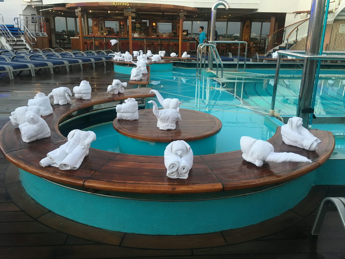 Towel animals everywhere on Lido deck
