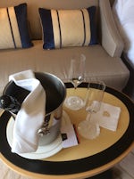 Welcome champagne in cabin