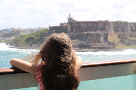 my daughter checking out San Juan from our deck
