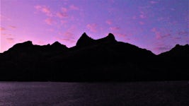 The mountains of Waya Island, Fiji from Nalauwaki Bay at sunrise. The peaks