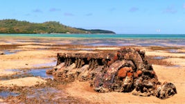 Shipwreck on Nanuya Lailai (Blue Lagoon) Island looking over to Turtle Isla