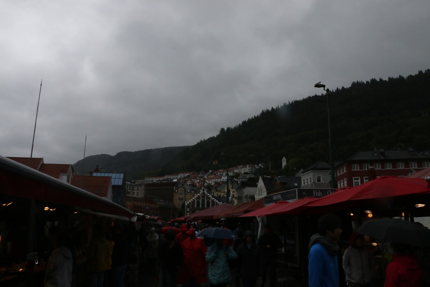 Fish Market Bergen in the rain