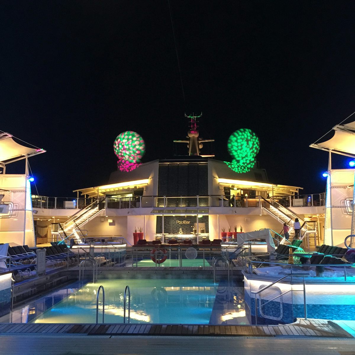 Pool deck by night