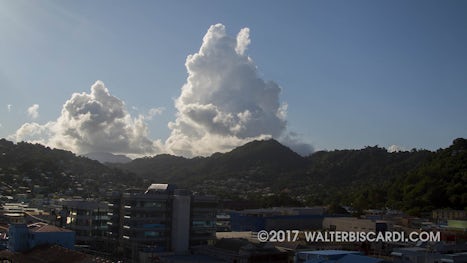 St Lucia - A cloud bunny appears to be greeting the ship.