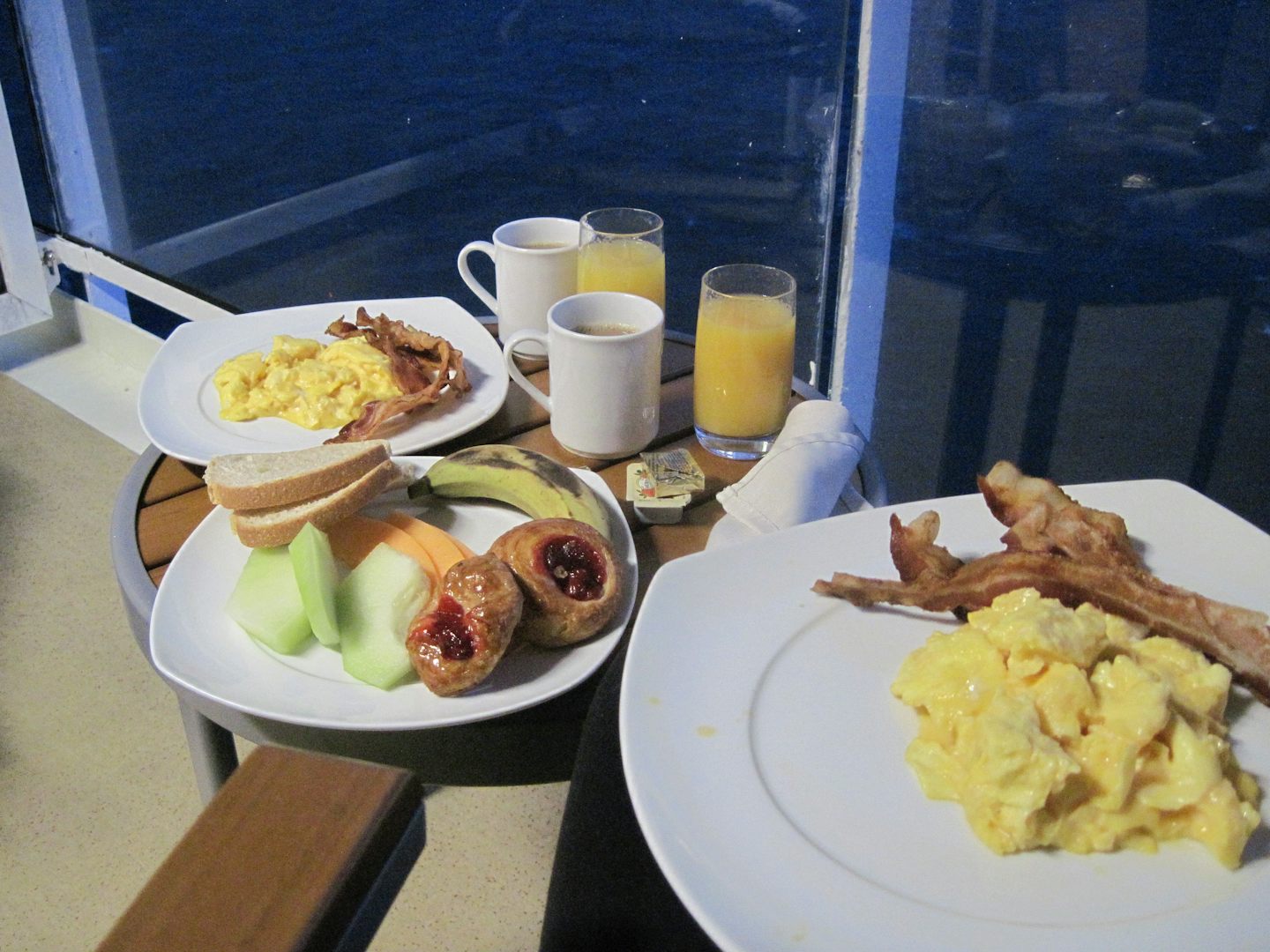 Breakfast delivered to our room balcony.
