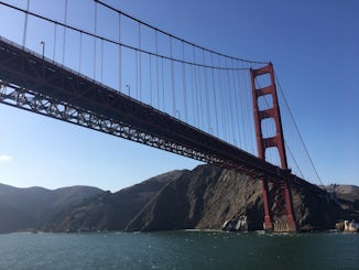 Heading out under the Golden Gate Bridge.