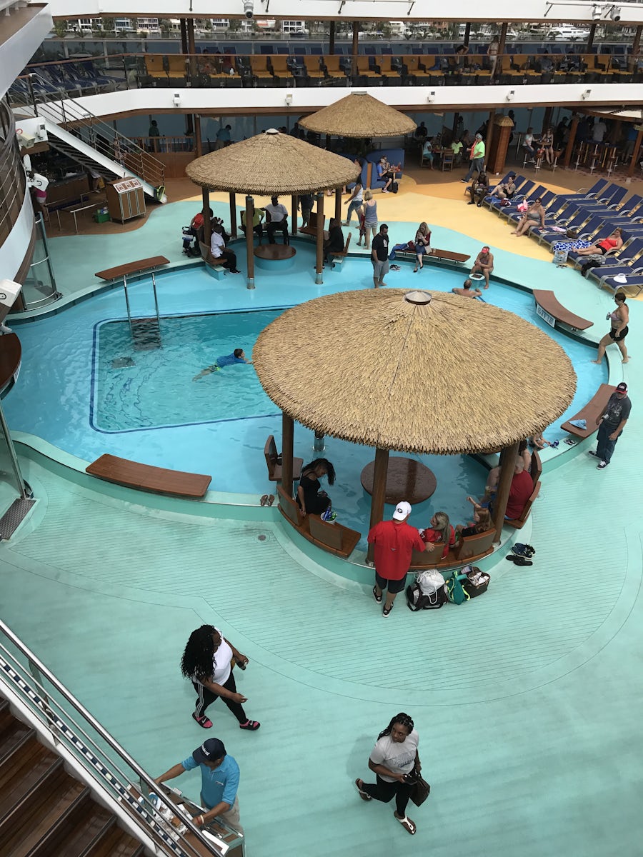 This is a picture of one of the pools on board the ship. It was almost impossible to get into it because it was packed with people being that we were at sea for so many days because of hurricane Irma.
