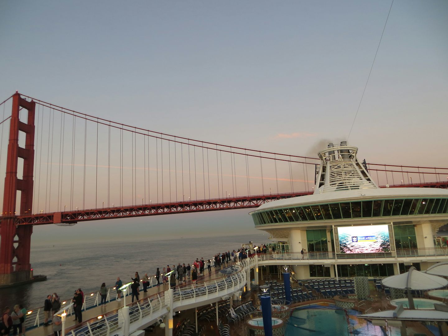 Beautiful view of ship at Golden Gate Bridge.