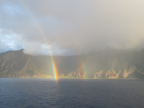 End of a rainbow while sailing along the Na Pali coast.