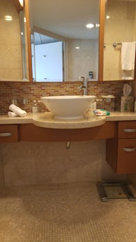 View of wheelchair inaccessible sink.