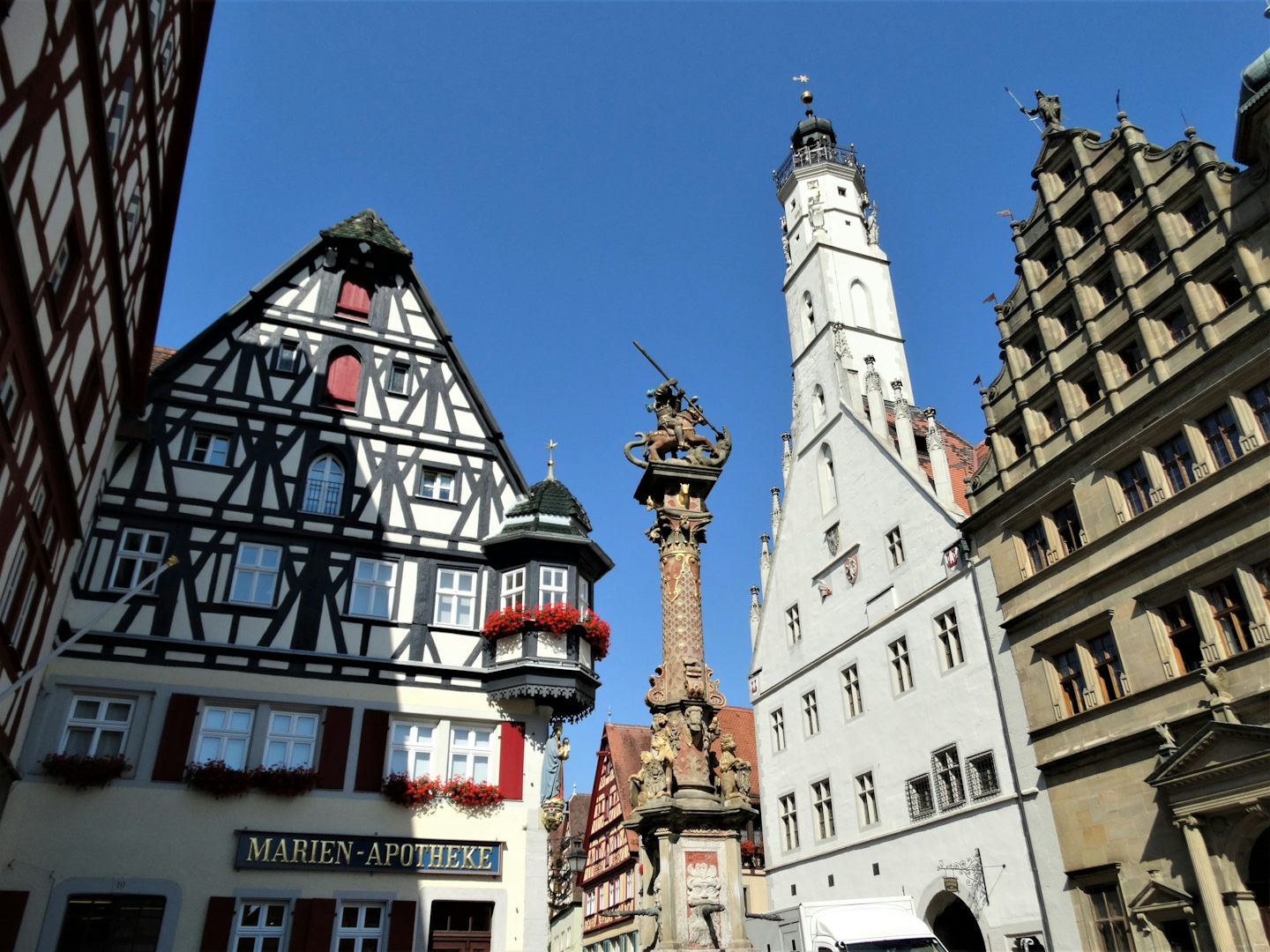 Rothenburg ob der Tauber was a day trip from our stop in Wurzburg.  We love