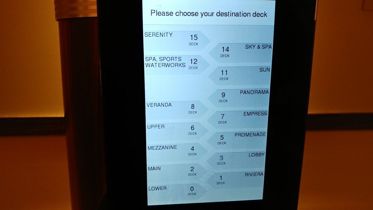 This is the call panel for the elevator, where you select the deck you'