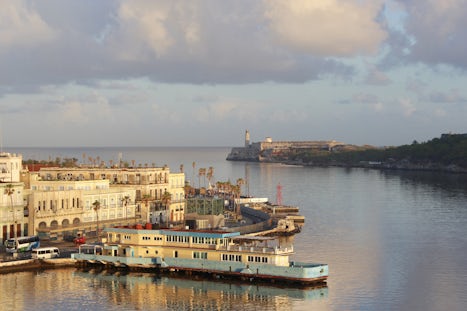 Sunset view of Havana harbor from our balcony