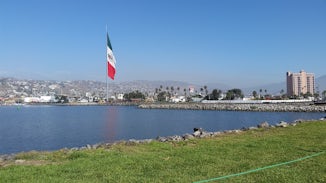Ensenada - view from the ship. Yeah we walked all the way to the flag and b