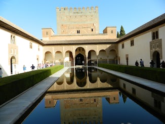 Inside the Alhambra palace in Seville.