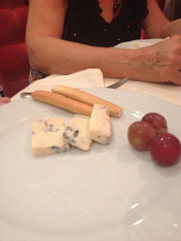Portion of blue cheese which was begged for.