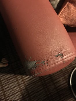 Torn and worn out leather arms in cabin in cabin sofas!