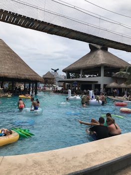 Costa Maya huge pool and swim up bar right in the middle of shopping center