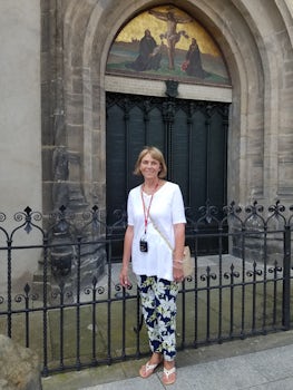 Standing in front of the door where Martin Luther posted his 95 Theses in W