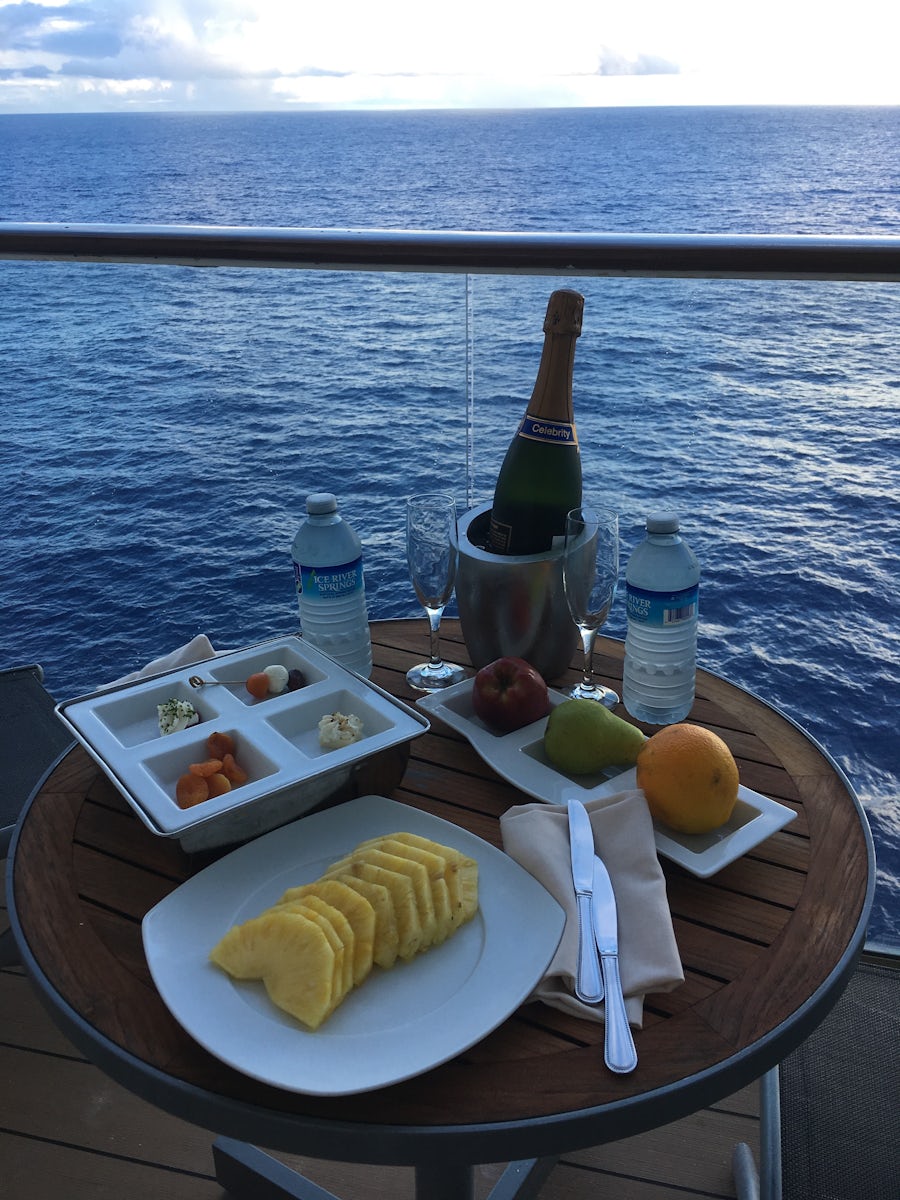 Canapes on the balcony - with Hawaiian pineapple = bliss each day.