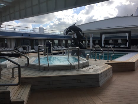 Pool area on Deck 11. 2 hot spas and adult & children