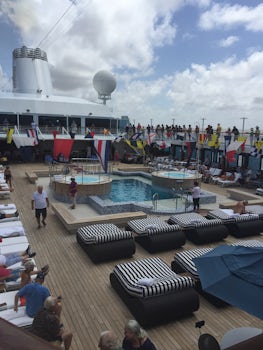 On the pool deck  crossing the Equator ceremony