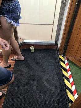 Tripping hazard passengers dumping drinks on stairwells