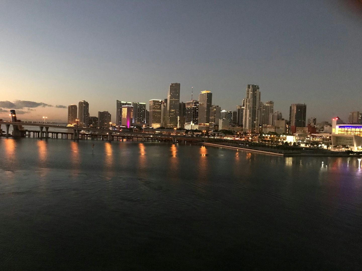 Miami at dawn on arrival