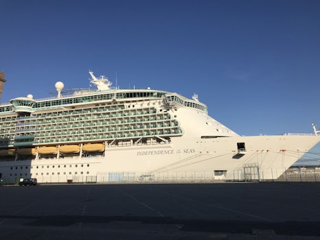 The Independence of the Seas looking resplendent in Cherbourg