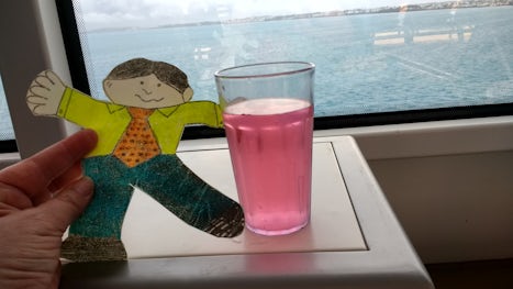 Flat Stanley enjoy the view and a drink