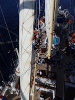View from the Crow's Nest during a Mast climb at sea.