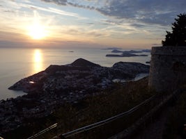View of sunset from mountaintop at Dubrovnik.