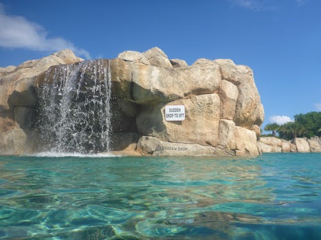 This is a shot of the waterfall into the fresh water pool at the Turtle Far