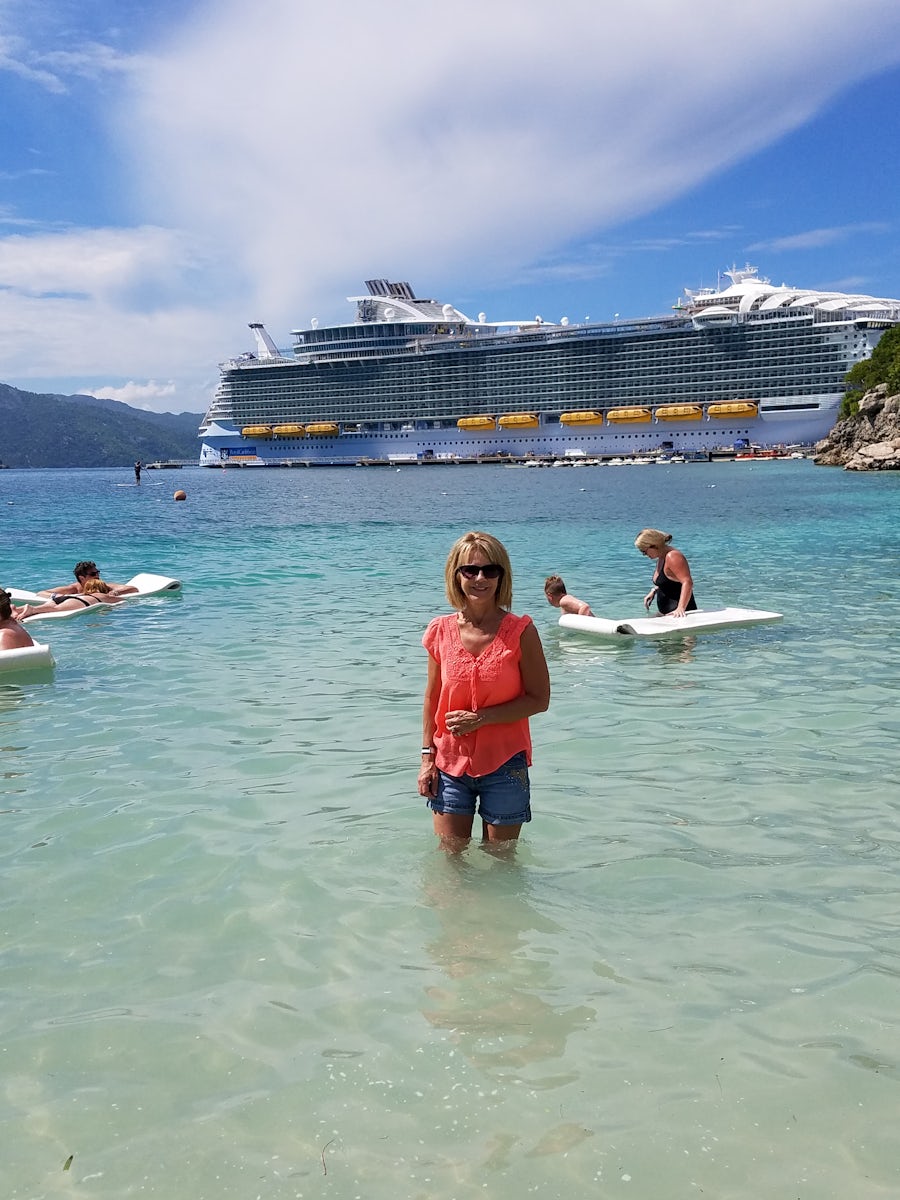 Beach in Labadee with The Harmony behind me