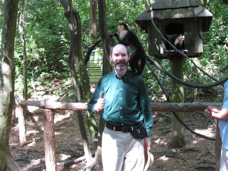 Me with monkeys at Gumbalimba nature park, Roatan