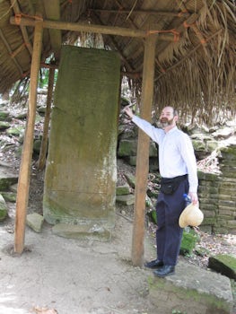Me next to one of the Mayan stone stella (manuscript pillars), at Nim Li Pu