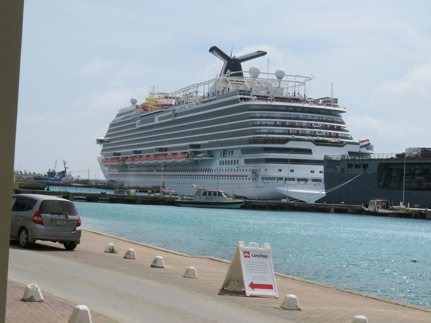View of our ship while docked in Bonaire.