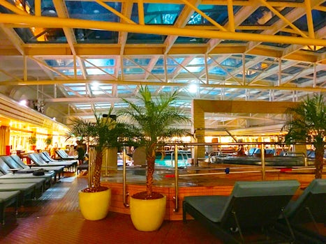 Lido pool area under the movable roof