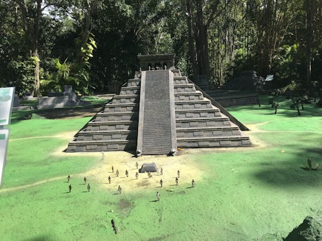 A picture of a replica of a Mayan Temple taken on a tour in Cozumel Mexico.