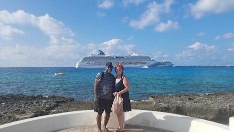 Cayman Islands... 10th anniversary Cruise! The Carnival Dream is behind us waiting to sail us away to Cozumel :-)