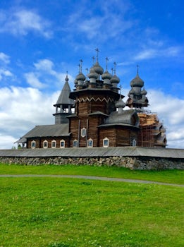 Transfiguration Wooden church at UNESCO site on an island.