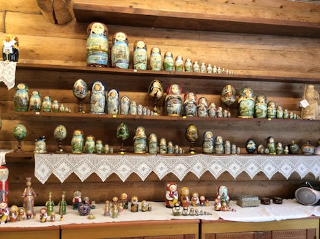 Matruska dolls for sale in Mandrogy, a reproduction of a traditional villag