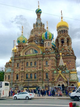 Exterior of the Cathedral of the Spilled Blood in St. Petersburg.
