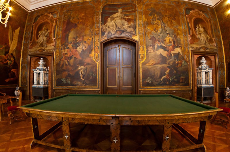 Mortizburg Castle, this room is covered by painted leather