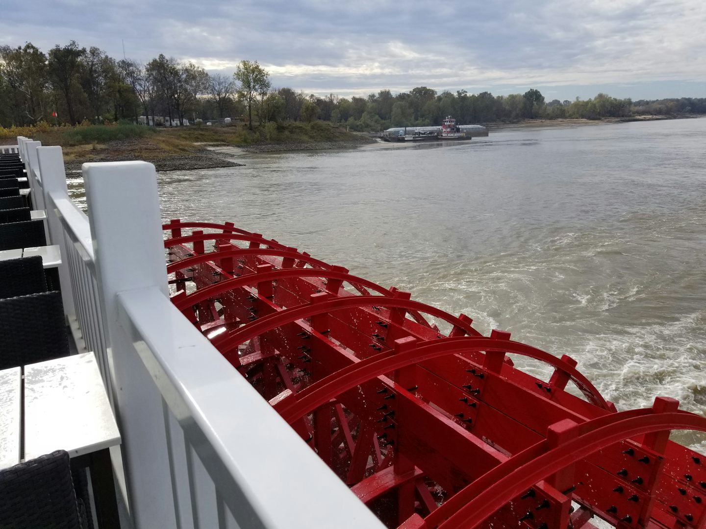 The paddlewheel and the river.