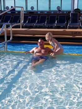 In the pool with my little one!