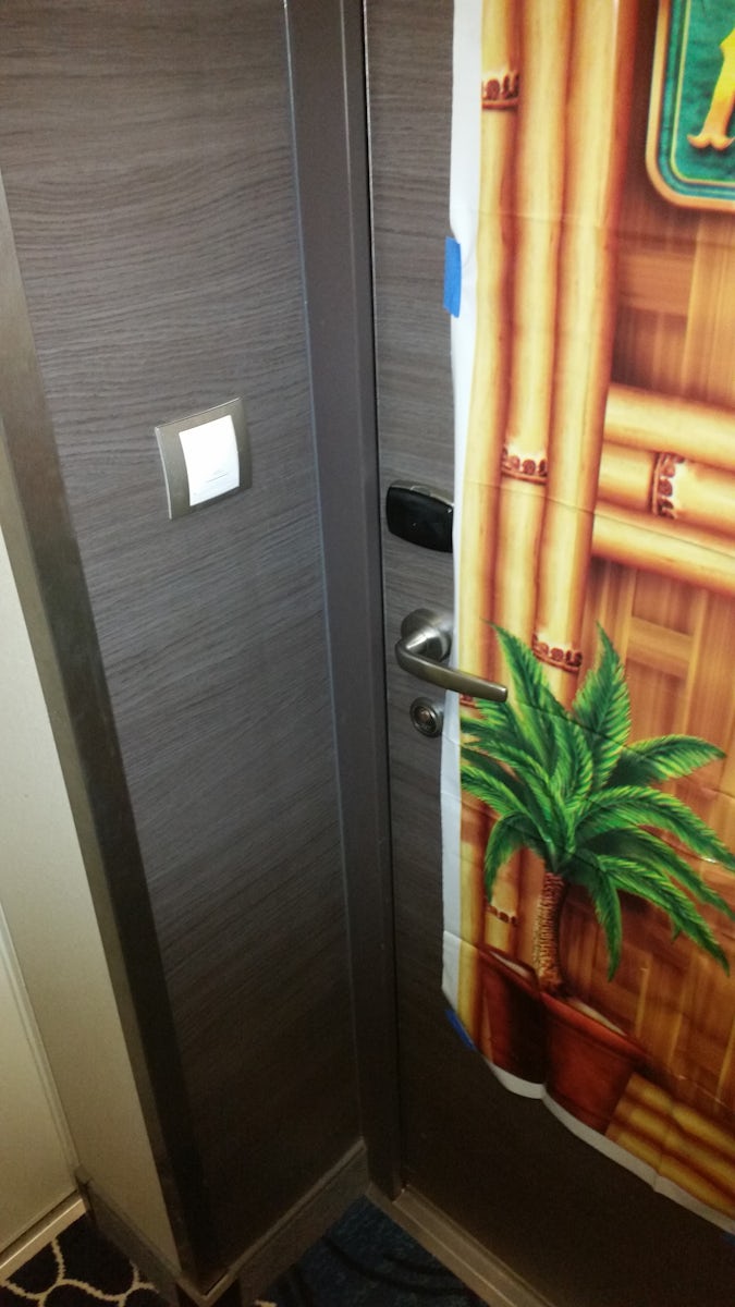 Front door and doorbell.  My sister put up a big door cover that says Aloha
