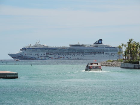 View of ship from port of Punta Cana, Dominican Republic.