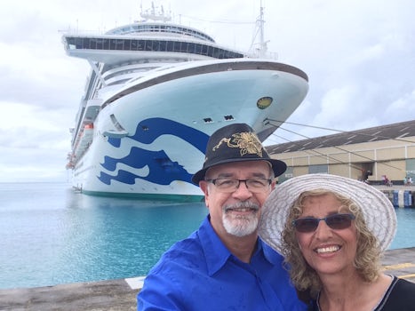 Can't miss a selfie in front of a cruise ship.