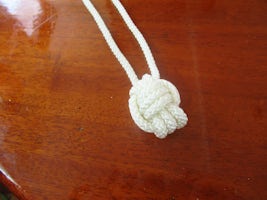 My monkey fist knot from Andrews Knot Tying class aboard ship